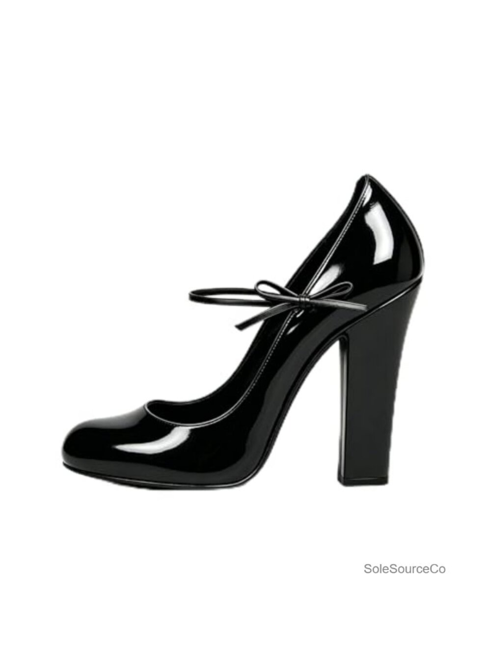 Chunky Heel Round Toe Bowknot Strap Mary Jane Pumps